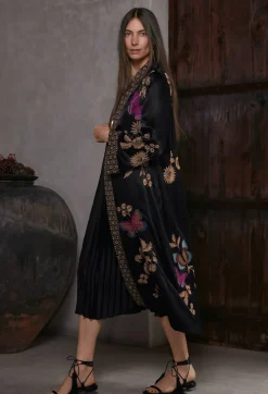Clearance Johnny Was Gemma Pleated Midi Dress Black