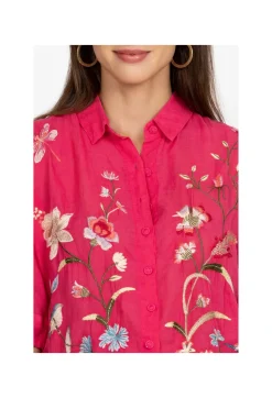 New Johnny Was Geniveve Relaxed Dolman Shirt Rose Red