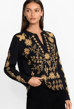 Discount Johnny Was Georgina Raw Seam Henley Black