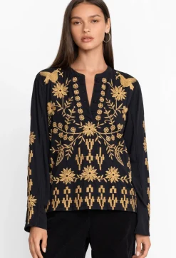 Discount Johnny Was Georgina Raw Seam Henley Black