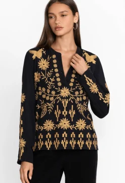 Discount Johnny Was Georgina Raw Seam Henley Black