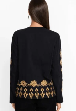 Discount Johnny Was Georgina Raw Seam Henley Black