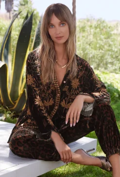 Clearance Johnny Was Georgina Velvet Oversized Shirt French Leopard