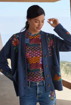 Discount Johnny Was Griffin Cardigan Blue