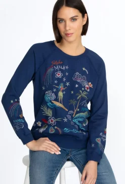 Hot Johnny Was Hawaii Raglan Sweatshirt Navy