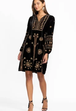 Hot Johnny Was Heidi Velvet Yoke Dress Black