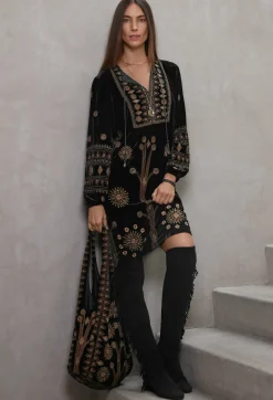 Hot Johnny Was Heidi Velvet Yoke Dress Black