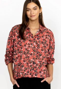 New Johnny Was High Low Button Shirt Pale Blush Orchid Floral