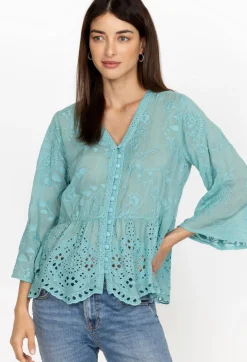 New Johnny Was Ingrid Reveka Blouse Marine Blue
