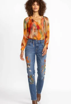 Sale Johnny Was Isabella Boyfriend Jean Vintage Aged Destroyed Wash
