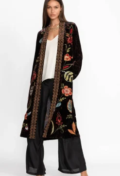 New Johnny Was Isabella Velvet Bishop Sleeve Kimono Coat French Leopard
