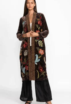 New Johnny Was Isabella Velvet Bishop Sleeve Kimono Coat French Leopard