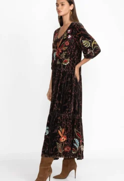 Discount Johnny Was Isabella Velvet Tiered Dress French Leopard