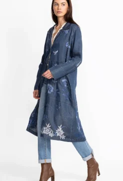New Johnny Was Jazmine Duster Coat Denim Blue