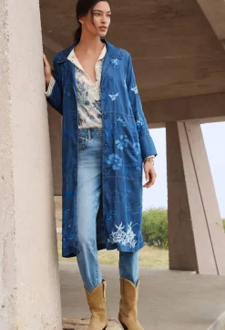 New Johnny Was Jazmine Duster Coat Denim Blue