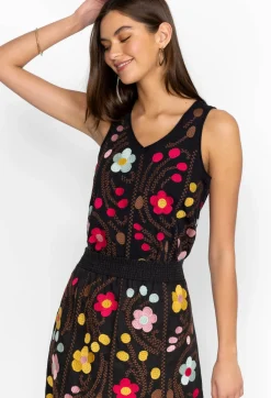 Johnny Was Joni Raw Edge V-Neck Tank Black