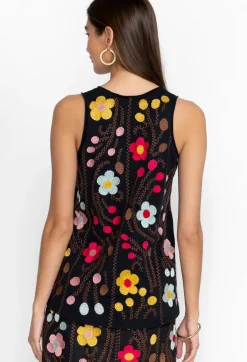 Johnny Was Joni Raw Edge V-Neck Tank Black
