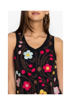 Johnny Was Joni Raw Edge V-Neck Tank Black