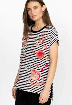 Hot Johnny Was Joya Relaxed Drape Tee Stripe