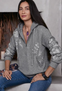 Best Johnny Was Junie Metallic Thermal Hoodie Silver