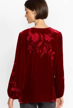 Best Johnny Was Junie Velvet Relaxed Blouse Rich Red