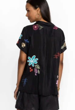 Clearance Johnny Was Kiki Applique Blouse Black
