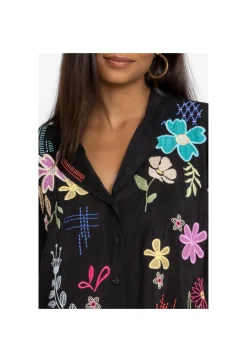 Clearance Johnny Was Kiki Applique Blouse Black