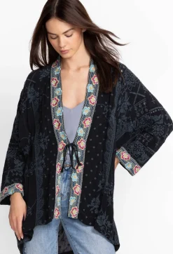 Johnny Was Lacy Shae Kimono Sanded Black