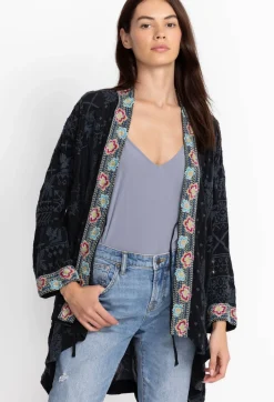 Johnny Was Lacy Shae Kimono Sanded Black