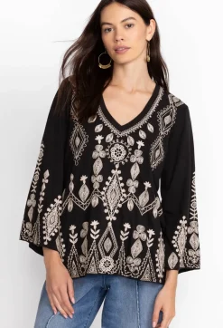 Sale Johnny Was Liona V-Neck Kimono Sleeve Tee Black