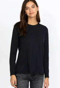 Best Johnny Was Long Sleeve Crew Neck Layering Tee Black