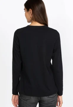 Best Johnny Was Long Sleeve Crew Neck Layering Tee Black
