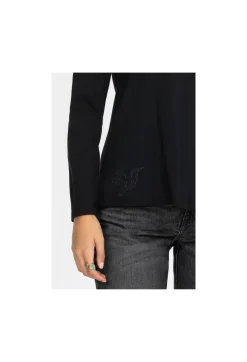 Best Johnny Was Long Sleeve Crew Neck Layering Tee Black