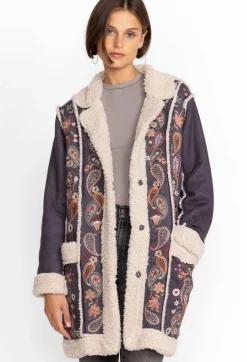 Discount Johnny Was Lori Suede Sherpa Jacket Charcoal