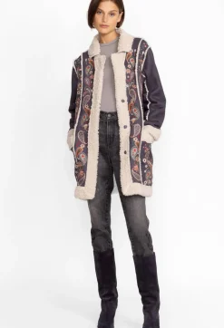 Discount Johnny Was Lori Suede Sherpa Jacket Charcoal