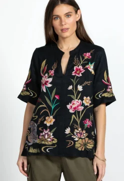 Sale Johnny Was Maisie Easy V-Neck Top Black