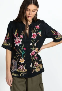 Sale Johnny Was Maisie Easy V-Neck Top Black
