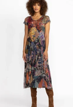Best Johnny Was Mazzy Godet Short Slv Dress Multi