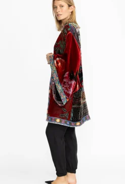 Discount Johnny Was Midi One Of A Kind Velvet Kimono- Red Multi