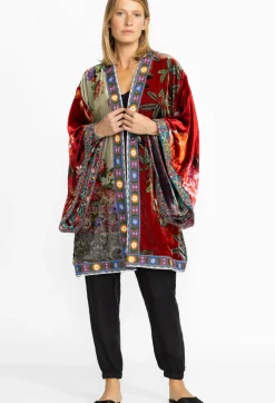 Discount Johnny Was Midi One Of A Kind Velvet Kimono- Red Multi