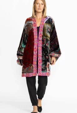Discount Johnny Was Midi One Of A Kind Velvet Kimono- Red Multi