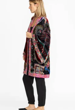 Discount Johnny Was Midi One Of A Kind Velvet Kimono- Red Multi