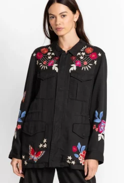 Hot Johnny Was Mika Paris Drawstring Military Jacket Black
