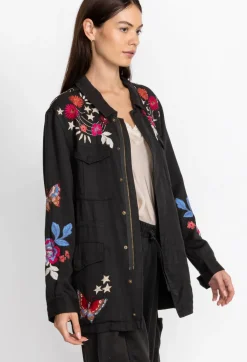 Hot Johnny Was Mika Paris Drawstring Military Jacket Black