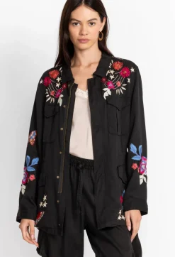 Hot Johnny Was Mika Paris Drawstring Military Jacket Black