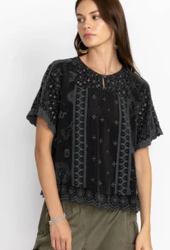 Online Johnny Was Mystic Compass Blouse Sanded Black