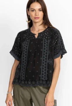 Online Johnny Was Mystic Compass Blouse Sanded Black