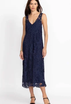 Clearance Johnny Was Natalie Lace Midi Dress Sapphire Blue