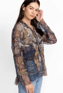 Discount Johnny Was Noemie Mesh Blouse Multi