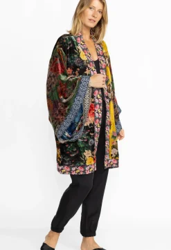 Johnny Was One Of A Kind Velvet Kimono- Black- Midi Multi